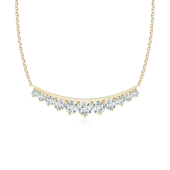 ANGARA Lab Grown Graduating Diamond Curved Necklace for Women in 14K Yellow Gold (Size-3.8mm| Color-F-G| Clarity-VS) | Anniversary, Jewelry Gift for Women | Lab-Grown Diamond Necklace