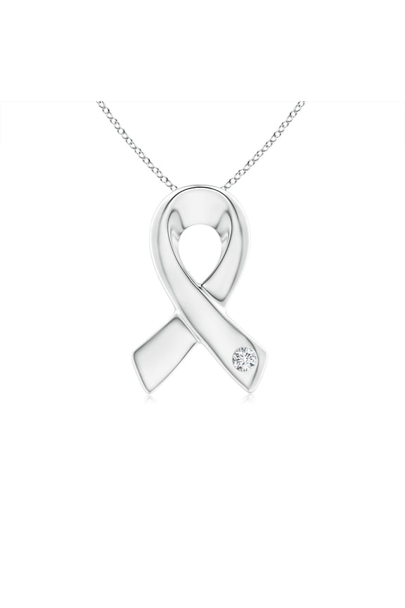 Lab Grown Gypsy-Set Diamond Ribbon Pendant for Women in 925 Sterling Silver (Size-2.45mm| Color-F-G| Clarity-VS) | Anniversary, Jewelry Gift for Women | Lab-Grown Diamond Necklace