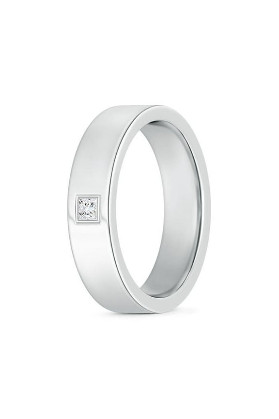 Lab Grown Gypsy Set Diamond Men's Wedding Ring for Women in 14K White Gold (Size-2.5mm| Color-F-G| Clarity-VS) | April Birthstone, Anniversary, Jewelry Gift for Women | Lab-Grown Diamond Ring