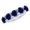 thumbnail image 1 of ANGARA Lab Grown 3.5 Ct Half Eternity 5 Stone Blue Sapphire Wedding Band for Women in 925 Sterling Silver (Size-5.5mm) | Anniversary, Jewelry Gift for Women | Lab-Grown Blue Sapphire Ring, 1 of 8