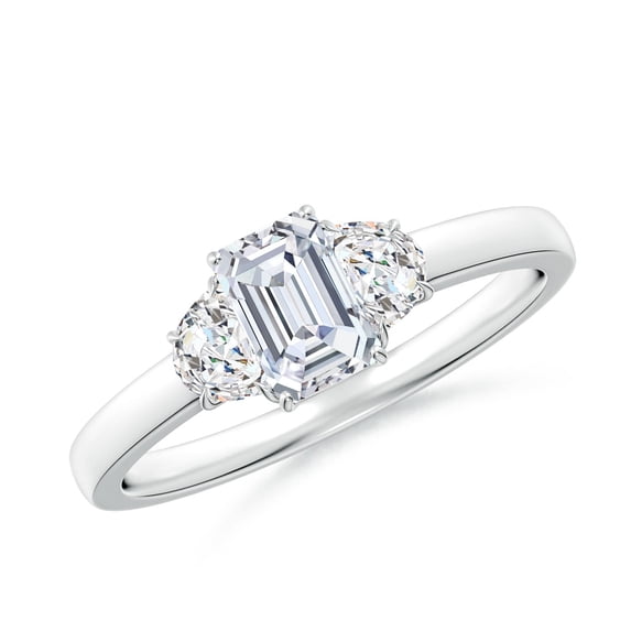 ANGARA Lab Grown & Half Moon Diamond 3 Stone Ring for Women in 925 Sterling Silver (Size-6x4mm| Color-F-G| Clarity-VS) | April Birthstone, Anniversary, Jewelry Gift for Women | Lab-Grown Diamond Ring
