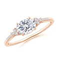 thumbnail image 1 of ANGARA Lab Grown Horizontally Set Diamond Ring with Trio Diamond Accents for Women in 14K Rose Gold (Size-7x5mm| Color-F-G| Clarity-VS) | Anniversary, Jewelry Gift for Women | Lab-Grown Diamond Ring, 1 of 7