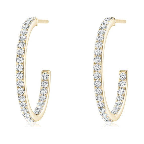 ANGARA Lab Grown Inside-Out Single Line Diamond Hoop Earrings for Women in 14K Yellow Gold (Size-1.35mm| Color-F-G| Clarity-VS) | Anniversary, Jewelry Gift for Women | Lab-Grown Diamond Earrings