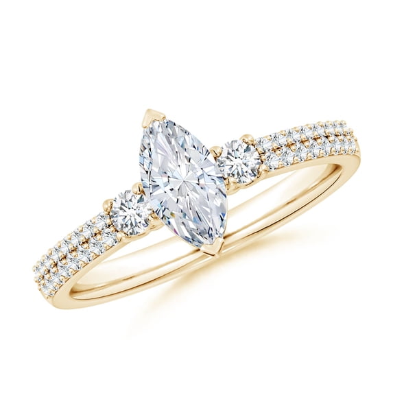 ANGARA Lab Grown Marquise Diamond Engagement Ring for Women in 14K Yellow Gold (Size-9x4.5mm| Color-F-G| Clarity-VS) | April Birthstone, Anniversary, Jewelry Gift for Women | Lab-Grown Diamond Ring