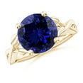 thumbnail image 1 of ANGARA Lab Grown 4.5 Ct Blue Sapphire Crossover Engagement Ring for Women in 14K Yellow Gold (Size-10mm) | September Birthstone, Anniversary, Jewelry Gift for Women | Lab-Grown Blue Sapphire Ring, 1 of 8