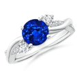 thumbnail image 1 of ANGARA Lab Grown 1.6 Ct Blue Sapphire & Lab Diamond Twisted Vine Ring for Women in 14K White Gold (Size-7mm) | September Birthstone, Anniversary, Jewelry Gift for Women | Lab-Grown Blue Sapphire Ring, 1 of 7