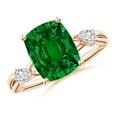 thumbnail image 1 of ANGARA Lab Grown Nature Inspired Cushion Rectangular Emerald Engagement Ring in 14K Rose Gold for Women (Size-10x8mm) | May Birthstone, Anniversary, Jewelry Gift for Women | Lab Grown Emerald Ring, 1 of 8