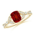 thumbnail image 1 of ANGARA Lab Grown Nature-Inspired Cushion Rectangular Ruby Engagement Ring for Women in 14K Yellow Gold (Size-7x5mm) | July Birthstone, Anniversary, Jewelry Gift for Women | Lab-Grown Ruby Ring, 1 of 7