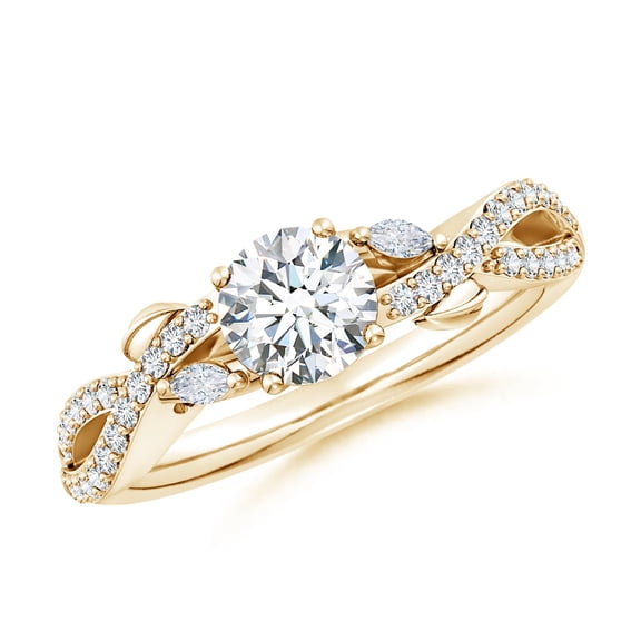 ANGARA Lab Grown Diamond Engagement Ring for Women in 14K Yellow Gold (Size-5.9mm| Color-F-G| Clarity-VS) | April Birthstone, Anniversary, Jewelry Gift for Women | Lab-Grown Diamond Ring