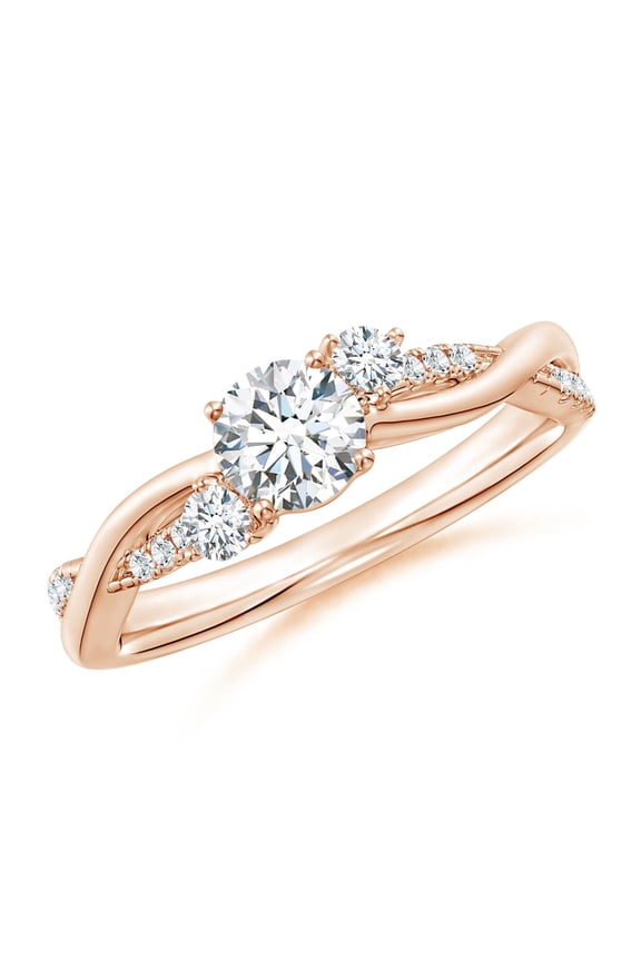 Lab Grown Nature Inspired Diamond Twisted Vine Ring for Women in 14K Rose Gold (Size-5mm| Color-F-G| Clarity-VS) | April Birthstone, Anniversary Jewelry Gift for Women | Lab-Grown Diamond Ring