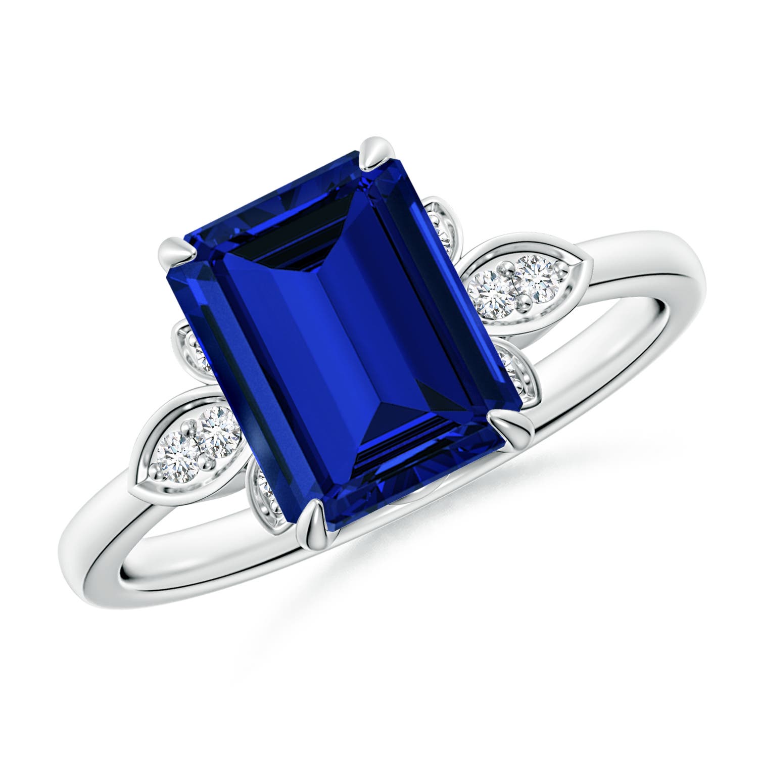 ANGARA Lab Grown Nature Inspired Emerald Cut Blue Sapphire Engagement Angara lab grown nature inspired emerald cut blue sapphire engagement