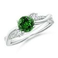 thumbnail image 1 of ANGARA Nature Inspired Lab Grown Emerald & Diamond Twisted Vine Engagement Ring for Women in 14K White Gold (Size-6mm) | May Birthstone, Anniversary, Jewelry Gift for Women | Lab-Grown Emerald Ring, 1 of 8