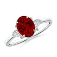 thumbnail image 1 of ANGARA Lab Grown 1.25 Ct Nature-Inspired Oval Ruby Engagement Ring for Women in 14K White Gold (Size-8x6mm) | July Birthstone, Birthday, Anniversary, Jewelry Gift for Women | Lab-Grown Ruby Ring, 1 of 7