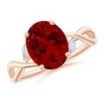 thumbnail image 1 of ANGARA Lab Grown 3.3 Ct Nature-Inspired Oval Ruby Hidden Halo Engagement Ring for Women in 14K Rose Gold (Size-10x8mm) | July Birthstone, Anniversary, Jewelry Gift for Women | Lab-Grown Ruby Ring, 1 of 8