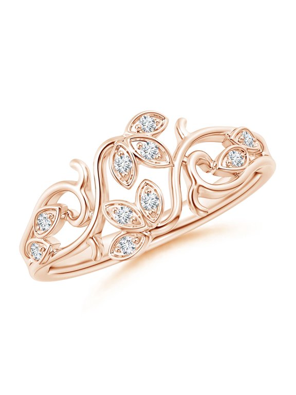 Lab Grown Diamond Leaf & Vine Ring for Women in 14K Rose Gold (Size-1.3mm| Color-F-G| Clarity-VS) | April Birthstone, Anniversary, Jewelry Gift for Women | Lab-Grown Diamond Ring