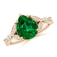 thumbnail image 1 of ANGARA Lab Grown 2.2 Ct Nature-Inspired Pear Emerald Engagement Ring for Women in 14K Rose Gold (Size-10x8mm) | May Birthstone, Anniversary, Jewelry Gift for Women | Lab-Grown Emerald Ring, 1 of 7