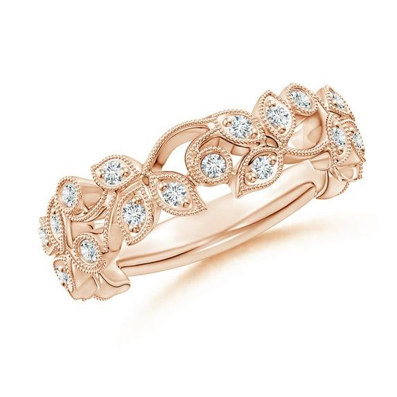ANGARA Lab Grown Nature Inspired Diamond Vine Ring for Women in 14K Rose Gold (Size-1.3mm| Color-F-G| Clarity-VS) | April Birthstone, Anniversary, Jewelry Gift for Women | Lab-Grown Diamond Ring