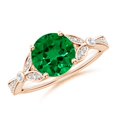 thumbnail image 1 of ANGARA Lab Grown 1.75 Ct Nature-Inspired Emerald Engagement Ring with Leaf Motifs for Women in 14K Rose Gold (Size-8mm) | May Birthstone, Anniversary, Jewelry Gift for Women | Lab-Grown Emerald Ring, 1 of 8