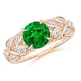 thumbnail image 1 of ANGARA Lab Grown 1.2 Ct Nature Inspired Round Emerald Leaf Shank Ring for Women in 14K Rose Gold (Size-7mm) | May Birthstone, Birthday, Anniversary, Jewelry Gift for Women | Lab-Grown Emerald Ring, 1 of 8