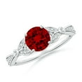 thumbnail image 1 of ANGARA Lab Grown 1.2 Ct Nature-Inspired Ruby Engagement Ring with Leaf Motifs for Women in 14K White Gold (Size-6.5mm) | July Birthstone, Anniversary, Jewelry Gift for Women | Lab-Grown Ruby Ring, 1 of 7