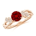 thumbnail image 1 of ANGARA Lab Grown 1 Ct Nature-Inspired Round Ruby Floral Engagement Ring for Women in 14K Rose Gold (Size-6mm) | July Birthstone, Birthday, Anniversary, Jewelry Gift for Women | Lab-Grown Ruby Ring, 1 of 7