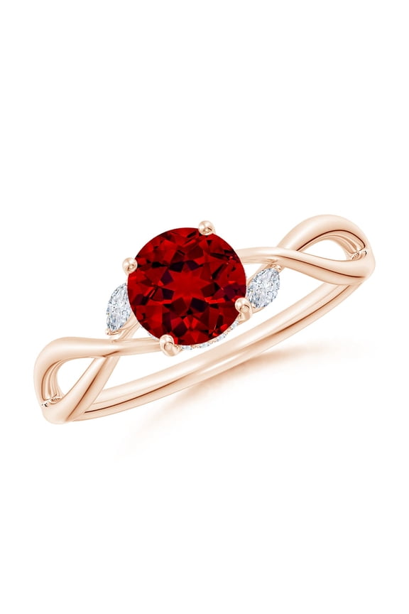Lab Grown 1 Ct Nature-Inspired Round Ruby Hidden Halo Engagement Ring for Women in 14K Rose Gold (Size-6mm) | July Birthstone, Anniversary, Jewelry Gift for Women | Lab-Grown Ruby Ring