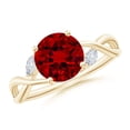 thumbnail image 1 of ANGARA Lab Grown 2.1 Ct Nature-Inspired Round Ruby Hidden Halo Engagement Ring for Women in 14K Yellow Gold (Size-8mm) | July Birthstone, Anniversary, Jewelry Gift for Women | Lab-Grown Ruby Ring, 1 of 7