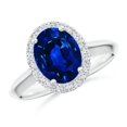 thumbnail image 1 of ANGARA Lab Grown 2 Ct Oval Blue Sapphire Halo Engagement Ring for Women in 14K White Gold (Size-9x7mm) | September Birthstone, Anniversary, Jewelry Gift for Women | Lab-Grown Blue Sapphire Ring, 1 of 8