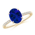 thumbnail image 1 of ANGARA Lab Grown 2 Ct Blue Sapphire Hidden Halo Engagement Ring for Women in 14K Yellow Gold (Size-9x7mm) | September Birthstone, Anniversary, Jewelry Gift for Women | Lab-Grown Blue Sapphire Ring, 1 of 8