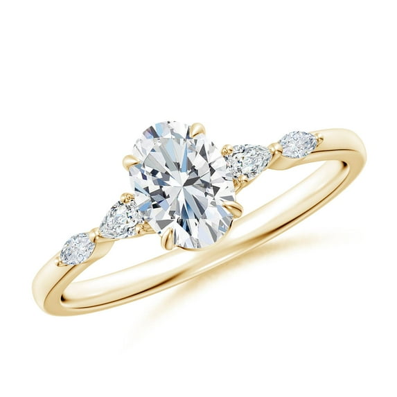 ANGARA Lab Grown Oval Diamond Engagement Ring for Women in 14K Yellow Gold (Size-7x5mm| Color-F-G| Clarity-VS) | April Birthstone, Anniversary, Jewelry Gift for Women | Lab-Grown Diamond Ring