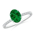 thumbnail image 1 of ANGARA Lab Grown 1.1 Ct Oval Emerald Hidden Halo Engagement Ring for Women in 14K White Gold (Size-8x6mm) | May Birthstone, Birthday, Anniversary, Jewelry Gift for Women | Lab-Grown Emerald Ring, 1 of 9
