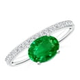 thumbnail image 1 of ANGARA Lab Grown 1.1 Ct Oval Emerald Off-Centered Solitaire Ring With Diamonds in 14K White Gold for Women (Size-8x6mm) | May Birthstone, Anniversary, Jewelry Gift for Women | Lab Grown Emerald Ring, 1 of 7
