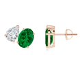 thumbnail image 1 of ANGARA Lab Grown 2.2 Ct Oval Emerald and Pear Diamond Two Stone Earrings for Women in 14K Rose Gold (Size-8x6mm) | May Birthstone, Anniversary, Jewelry Gift for Women | Lab-Grown Emerald Earrings, 1 of 6