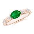 thumbnail image 1 of ANGARA Lab Grown 1.1 Ct Oval Emerald Vintage Style Ring with Diamond Accents for Women in 14K Rose Gold (Size-8x6mm) | May Birthstone, Anniversary, Jewelry Gift for Women | Lab-Grown Emerald Ring, 1 of 6