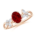 thumbnail image 1 of ANGARA Lab Grown 1 Ct Oval Ruby Butterfly Engagement Ring for Women in 14K Rose Gold (Size-7x5mm) | July Birthstone, Birthday, Anniversary, Jewelry Gift for Women | Lab-Grown Ruby Ring, 1 of 7