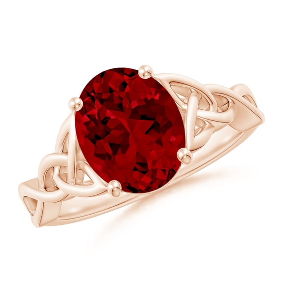 ANGARA Lab Grown 3.3 Ct Oval Ruby Celtic Knot Engagement Ring for Women in 14K Rose Gold (Size-10x8mm) | July Birthstone, Birthday, Anniversary, Jewelry Gift for Women | Lab-Grown Ruby Ring