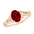 thumbnail image 1 of ANGARA Lab Grown 1.25 Ct Oval Ruby Celtic Knot Engagement Ring for Women in 14K Rose Gold (Size-8x6mm) | July Birthstone, Birthday, Anniversary, Jewelry Gift for Women | Lab-Grown Ruby Ring, 1 of 7
