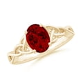 thumbnail image 1 of ANGARA Lab Grown 1.25 Ct Oval Ruby Celtic Knot Engagement Ring for Women in 14K Yellow Gold (Size-8x6mm) | July Birthstone, Birthday, Anniversary, Jewelry Gift for Women | Lab-Grown Ruby Ring, 1 of 7