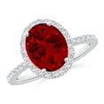 thumbnail image 1 of ANGARA Lab Grown 3.3 Ct Oval Ruby Classic Halo Engagement Ring for Women in 14K White Gold (Size-10x8mm) | July Birthstone, Birthday, Anniversary, Jewelry Gift for Women | Lab-Grown Ruby Ring, 1 of 8