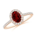thumbnail image 1 of ANGARA Lab Grown 1 Ct Oval Ruby Halo Ring with Lab Diamond Accents for Women in 14K Rose Gold (Size-7x5mm) | July Birthstone, Birthday, Anniversary, Jewelry Gift for Women | Lab-Grown Ruby Ring, 1 of 7