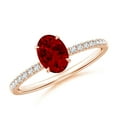 thumbnail image 1 of ANGARA Lab Grown 1 Ct Oval Ruby Hidden Halo Engagement Ring for Women in 14K Rose Gold (Size-7x5mm) | July Birthstone, Birthday, Anniversary, Jewelry Gift for Women | Lab-Grown Ruby Ring, 1 of 8