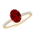 thumbnail image 1 of ANGARA Lab Grown 1.25 Ct Oval Ruby Hidden Halo Engagement Ring for Women in 14K Yellow Gold (Size-8x6mm) | July Birthstone, Birthday, Anniversary, Jewelry Gift for Women | Lab-Grown Ruby Ring, 1 of 8