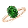thumbnail image 1 of ANGARA Lab Grown 1.5 Ct Oval Solitaire Emerald Cocktail Ring for Women in 14K Rose Gold (Size-9x7mm) | May Birthstone, Birthday, Anniversary, Jewelry Gift for Women | Lab-Grown Emerald Ring, 1 of 9