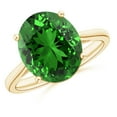 thumbnail image 1 of ANGARA Lab Grown 4.51 Ct Oval Solitaire Emerald Cocktail Ring for Women in 14K Yellow Gold (Size-12x10mm) | May Birthstone, Birthday, Anniversary, Jewelry Gift for Women | Lab-Grown Emerald Ring, 1 of 9