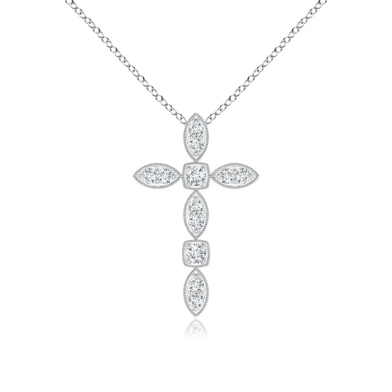 ANGARA Lab Grown Diamond Cross Pendant for Women in 14K White Gold (Size-1.5mm| Color-F-G| Clarity-VS) | April Birthstone, Anniversary, Jewelry Gift for Women | Lab-Grown Diamond Necklace