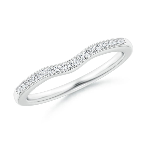 ANGARA Lab Grown Pave-Set Diamond Curved Wedding Ring for Women in 14K White Gold (Size-0.9mm| Color-F-G| Clarity-VS) | April Birthstone, Anniversary, Jewelry Gift for Women | Lab-Grown Diamond Ring