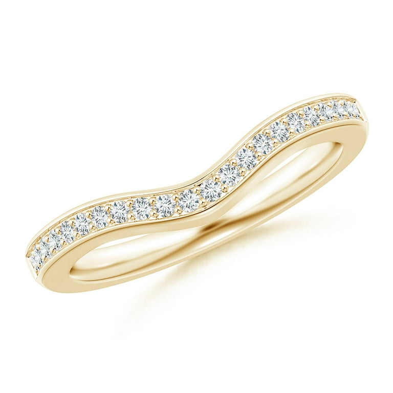ANGARA Lab Grown Pave-Set Diamond Curved Wedding Ring for Women in