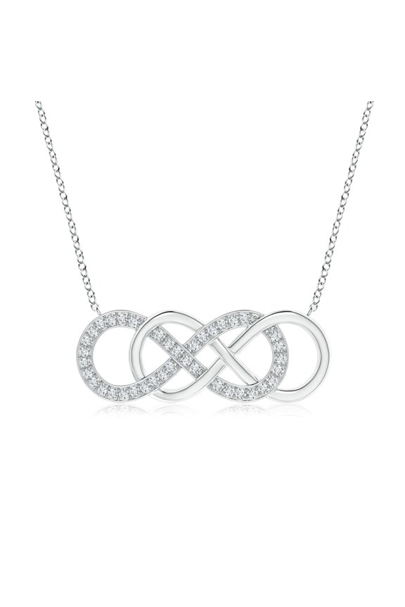Lab Grown Diamond Horizontal Double Infinity Pendant for Women in 14K White Gold (Size-1mm| Color-F-G| Clarity-VS) | Anniversary, Jewelry Gift for Women | Lab-Grown Diamond Necklace