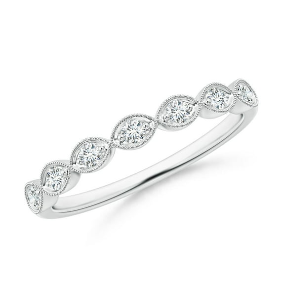 ANGARA Lab Grown Pave Set Round Diamond Milgrain Wedding Ring for Women in 14K White Gold (Size-1.9mm | 0.2 ct) | April Birthstone Jewelry for Her | Lab-Grown Diamond Engagement Rings