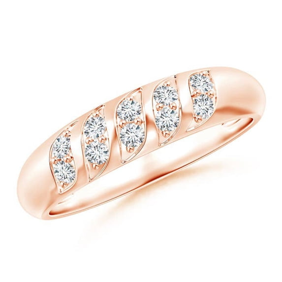 ANGARA Lab Grown Pave-Set Wavy Diamond Dome Wedding Ring for Women in 14K Rose Gold (Size-1.8mm| Color-F-G| Clarity-VS) | April Birthstone, Anniversary Jewelry Gift for Women | Lab-Grown Diamond Ring